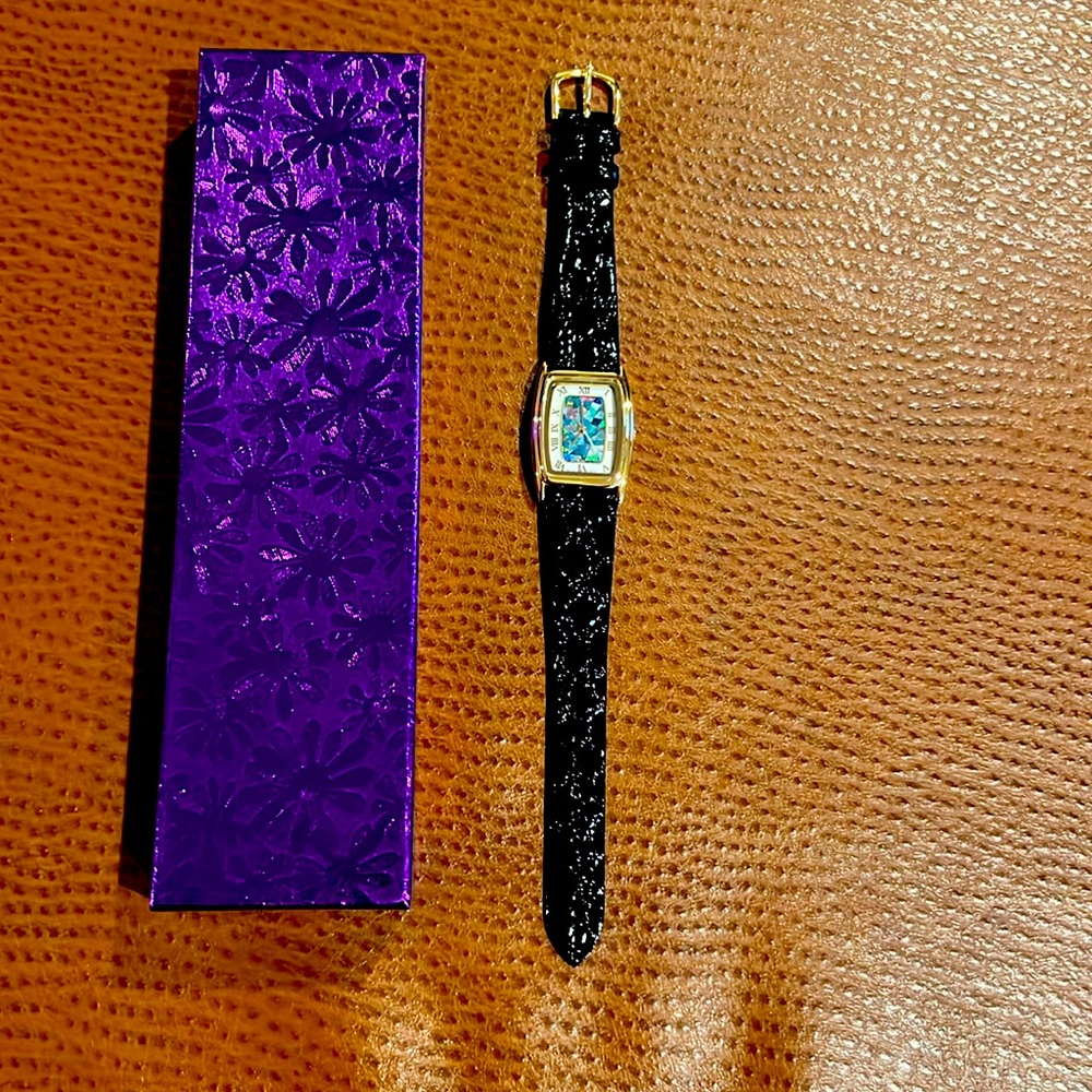 Black band watch. Never worn. With box.